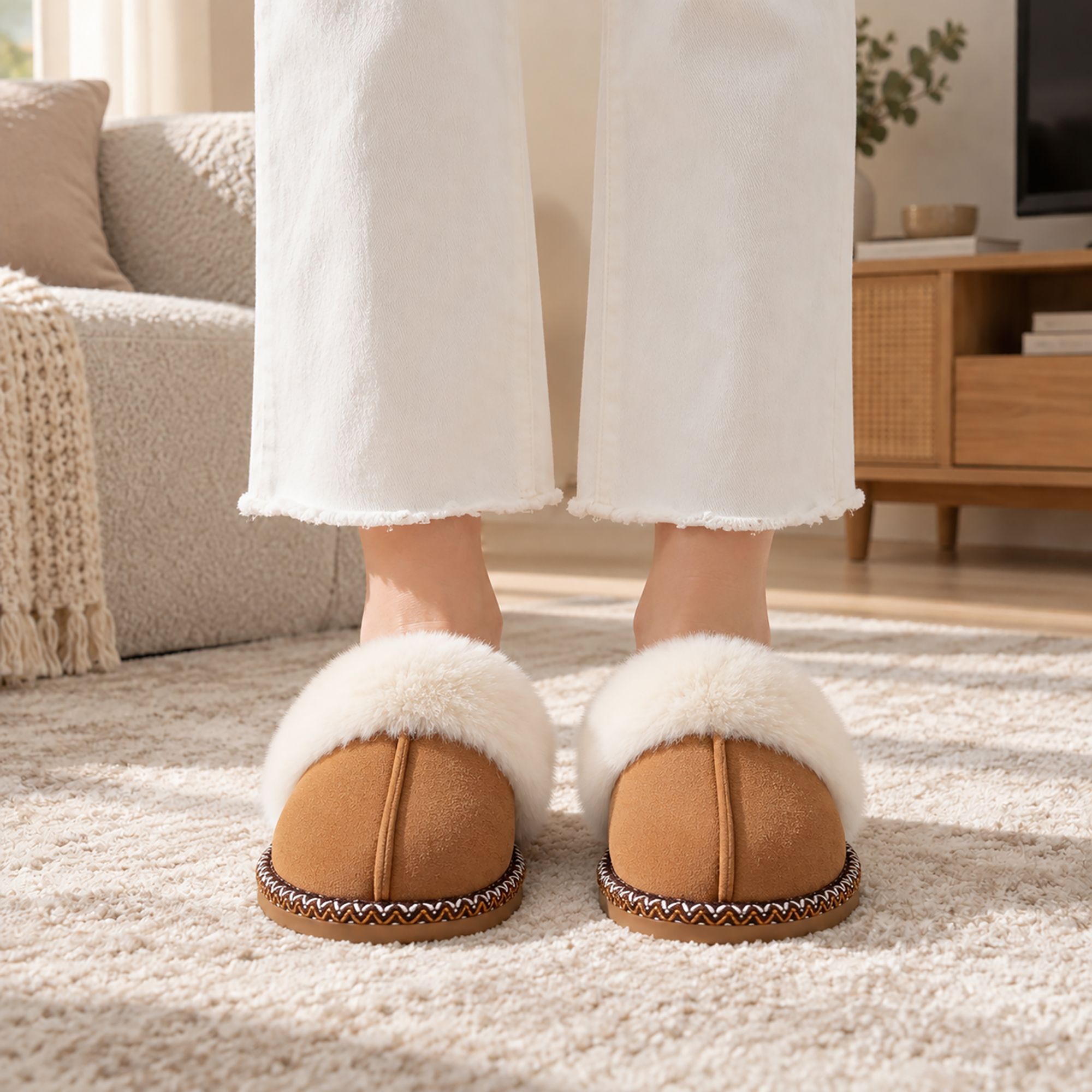 BERANMEY Women's Fuzzy Memory Foam Slippers photo 6