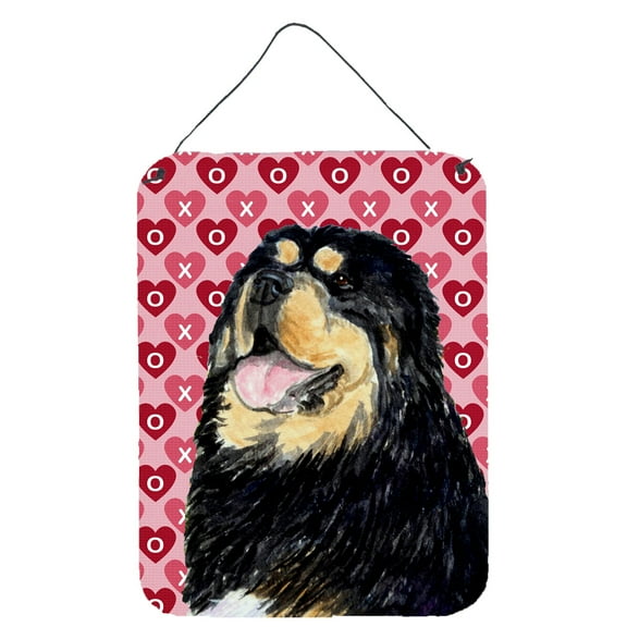 Carolines Treasures SS4512DS1216 Tibetan Mastiff Hearts Love Valentines Day Wall or Door Hanging Prints 12WX16H