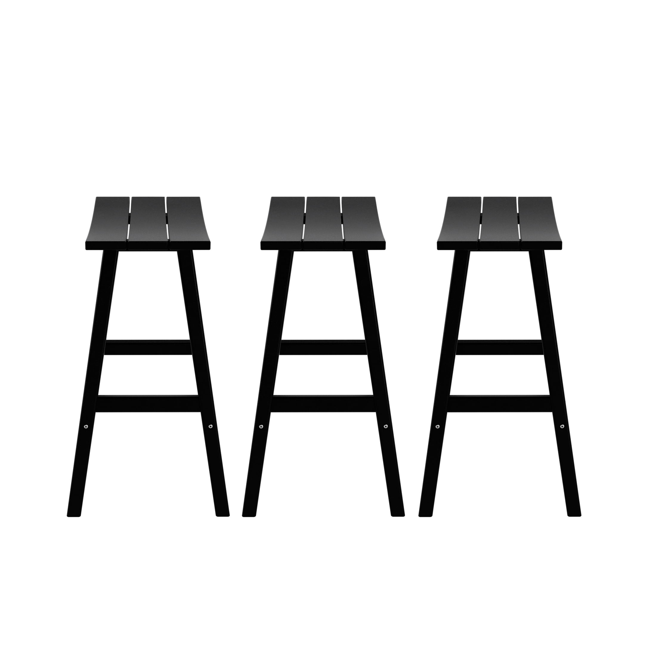 WestinTrends Malibu HDPE Outdoor Patio 29" Bar Stool Saddle Seat (Set of 3), Black