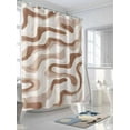 thumbnail image 3 of Abstract Lines Shower Curtain, Brown Water Ripple Modern Art Wave Waterproof Shower Curtain Set with 12 Hooks Lightweight Washable Fabric Shower Curtains for Bathroom 72x72 Inches, 3 of 6