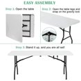 thumbnail image 3 of NiamVelo 6ft Folding Table Portable Plastic Indoor Outdoor Camping Dining Table with Carrying Handle, White, 3 of 8