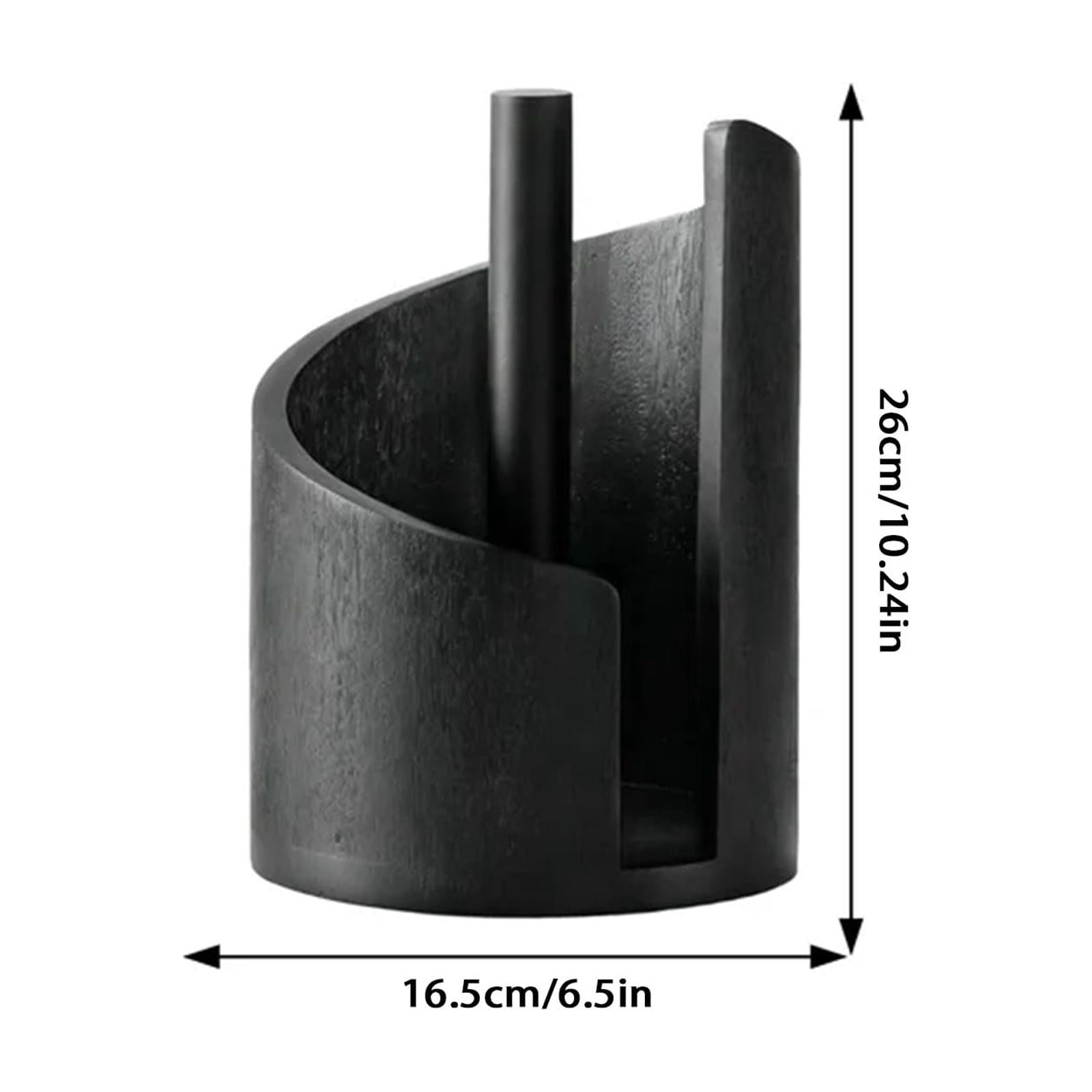 Mountain Paper Towel Holder Countertop with Mango Wood Round Base and Iron, Wood Paper Towel Holder Modern Spiral Cover Design, Mountain Themed Papers for Kitchen Bathroom (Black)