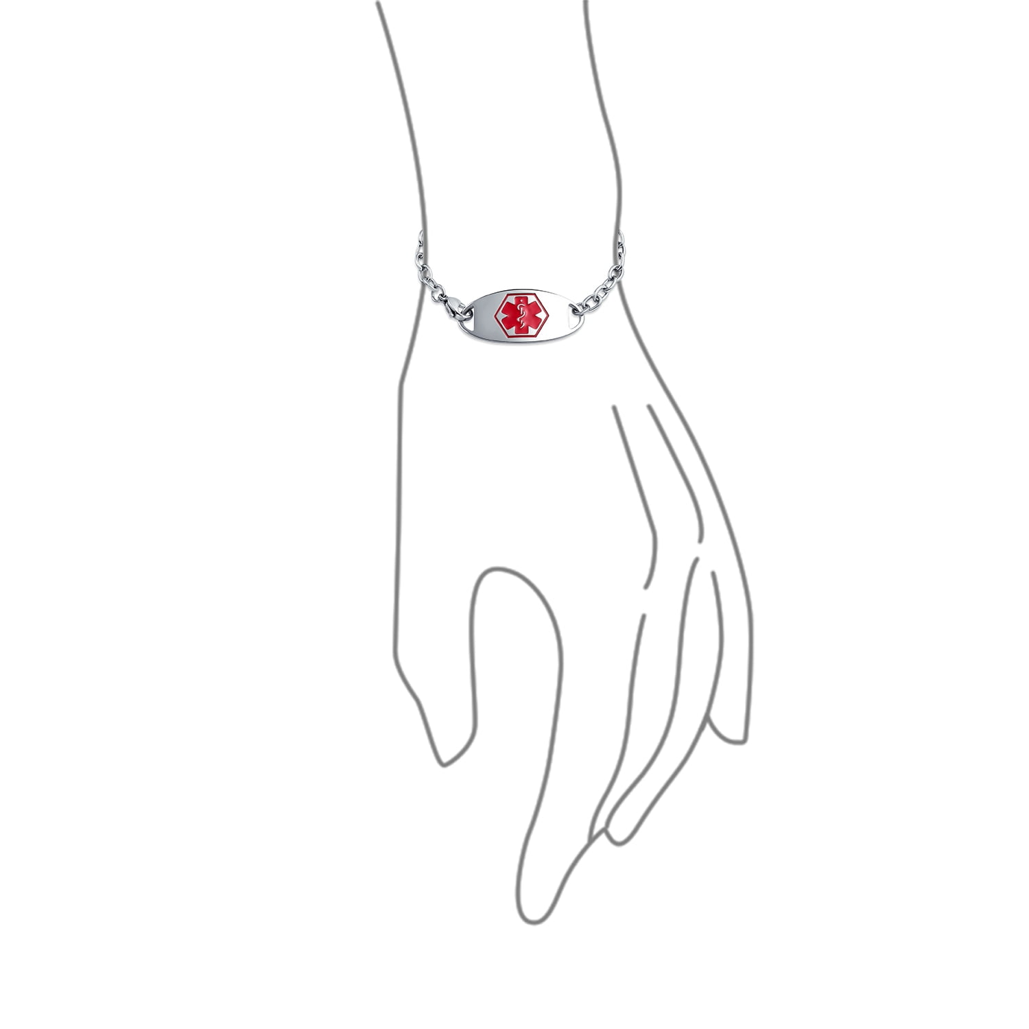 Bling Jewelry Bracciale ID Medico Personalizzabile In Acciaio Inossidabile, Catena Cubana Miami, Per Donne, 7.5 Pollici