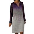 thumbnail image 1 of EQWLJWE Robe pour Femmes à Paillettes Décontractée Manches Longues en Maille Gaze Imprimée Col en V Ample Mi-Longue Mini Robe, 1 of 5