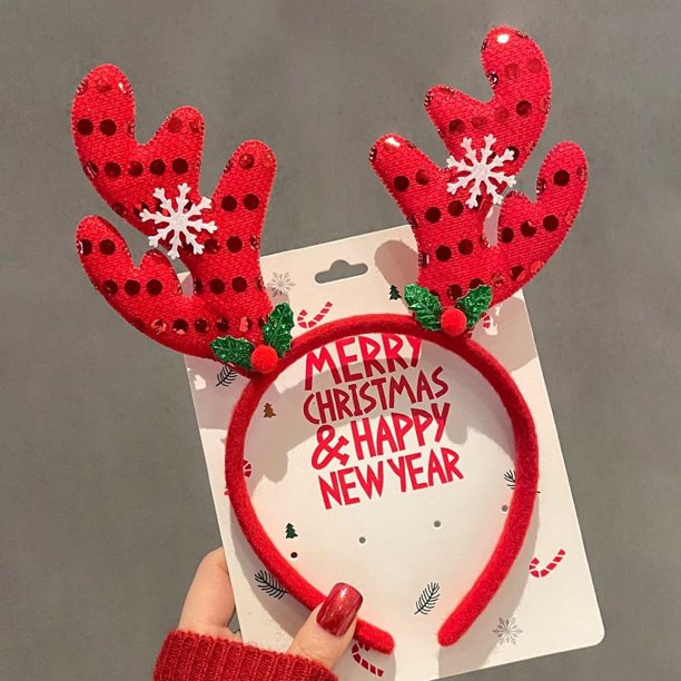 Diadema navideña, accesorios para el cabello para niños, pinzas para el cabello, regalo de vacaciones, tarjeta para el cabello con astas, diadema para fiestas, accesorios para diadema,