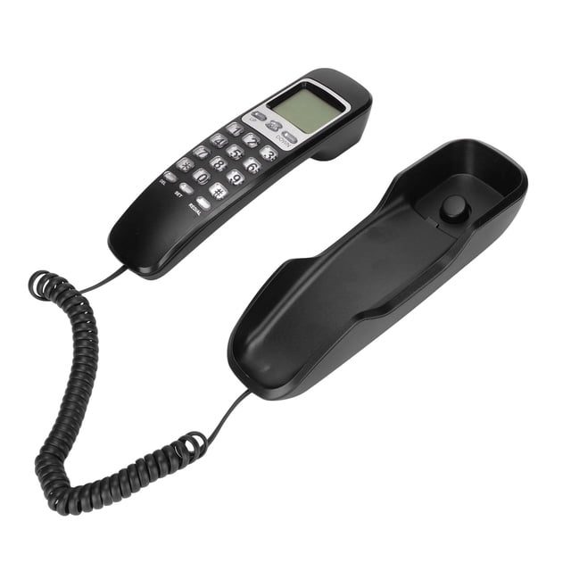 Corded Phone, Wired Landline Flash Function Wearable LCD Screen Calendar Display for Office for Home Red,White,Black