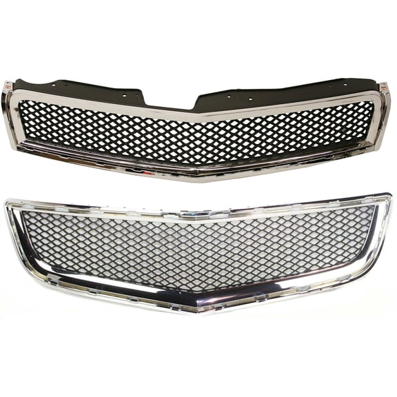 Bumper Grille Kit For 2009-2012 Chevrolet Traverse Chrome Shell Black Insert