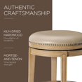 thumbnail image 5 of Maven Lane Alexander 31 Inch Tall Bar Height Rotating Backless Barstool in Weathered Oak Finish with Avanti Bone Vegan Leather Seat, Set of 4, 5 of 6
