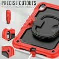 thumbnail image 5 of ELEHOLD Rugged Case for iPad 10th Generation 10.9" (2022) Three-Layer Protection Portable Folding Handle Grip 360° Rotating Kickstand Bracket Shockproof Hybrid Cover For iPad 10th Gen 2022,Red, 5 of 8