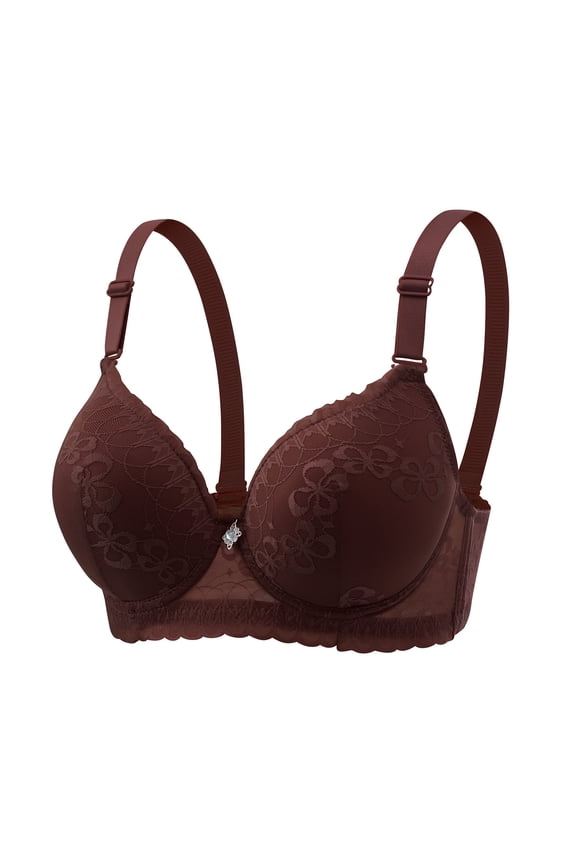 Minimizer Bras for Women Full Coverage Gathered UP Embroidery Lace Lingerie with Underwire Comfort Breathable Minimizer Bralettes Adjustable Shoulder Strap Daily Bras