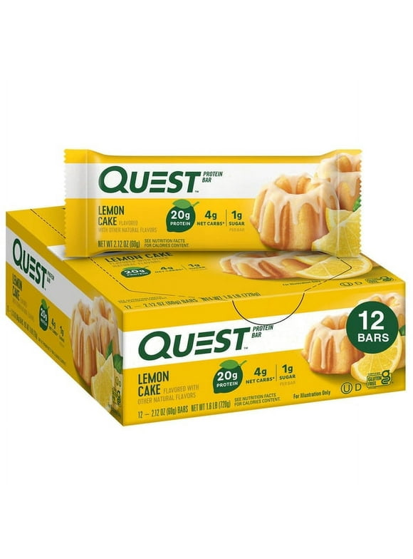 Quest Protein Bar, High Protein, Keto-Friendly, Lemon Cake, 12 Count
