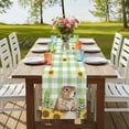 thumbnail image 4 of Table Runners 48 Inches Long Dress Scarves, Groundhog Day Farmhouse Kitchen/Dining Table Runner, Short Coffee Tablerunners, Green Plaid Sunflower Spring Floral 13x48 Inch, 4 of 9