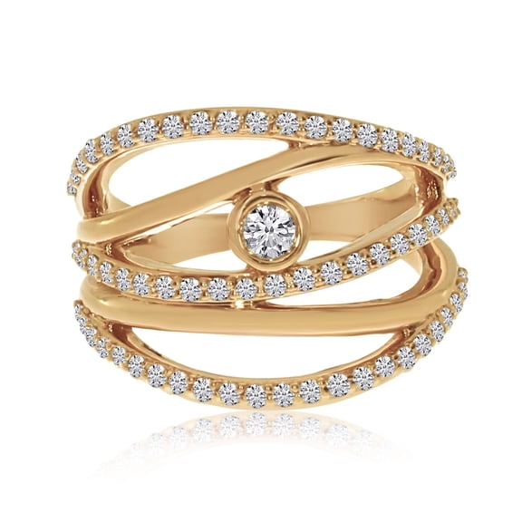 14k Rose Gold Rollover Diamond Ring