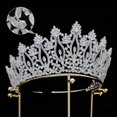 thumbnail image 1 of Tiara alta de lujo de circonia cúbica para boda y corona, joyería para el cabello de circonita, tocados de fiesta para mujer, 1 of 4