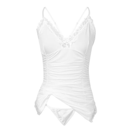 CZSCPDAW Plus Size Lingerie For Women Floral Teddy Bodysuits See Through Sexy Deep V Neck Mini Womens Lingerie Nightgowns For Women Soft Sexy Ruched Lingerie