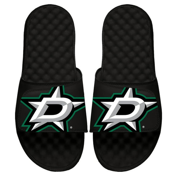 Men's ISlide Black Dallas Stars Blown Up Logo Slide Sandals