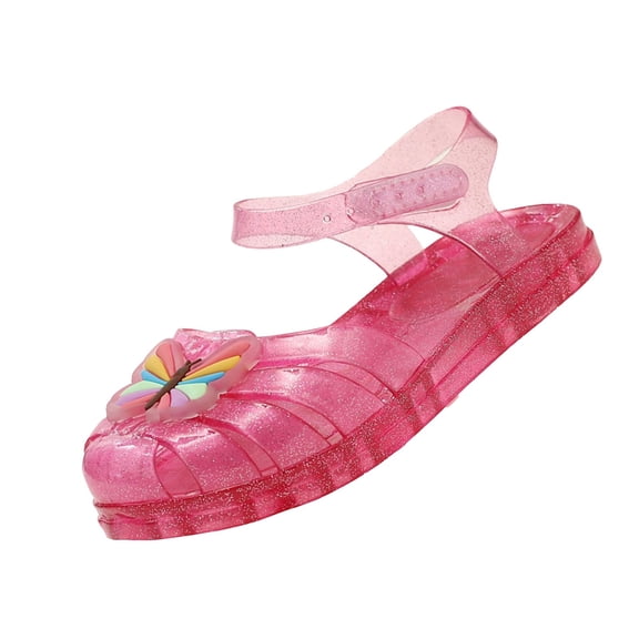 Xfvqtps Kids Girls Jelly Sandals Closed Toe Princess Flat Summer Beach Waterproof Fisherman Gladiator Sandals