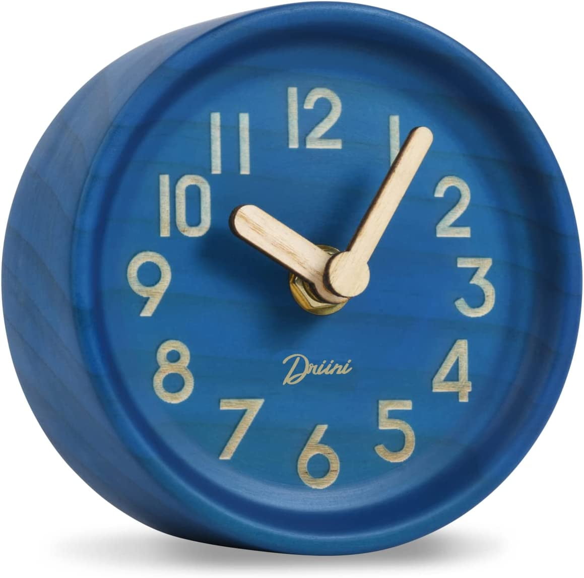 Driini Wooden Analog Desk Clock Easy to Read; Silent Sweep Table