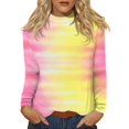 thumbnail image 2 of Long Sleeve Shirts For Women T-Shirts Crew Neck Daily Casual Tie Dye Shirt Basic Tee Loose Fit Lightweight Blouses Funny Tshirts Tops Yellow L, 2 of 6
