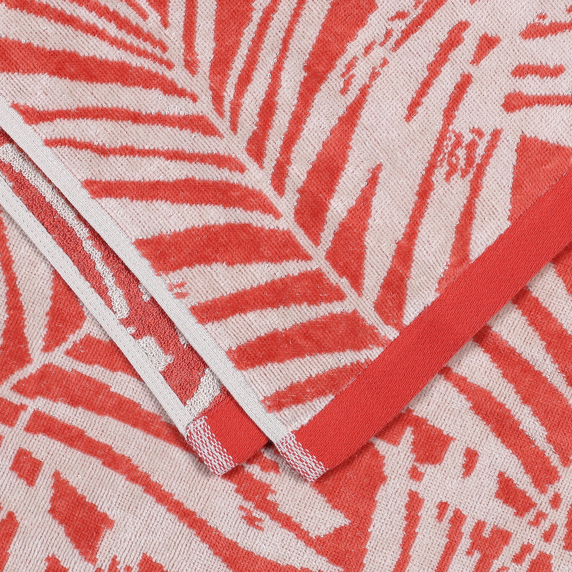 Mainstays Oversized Cotton Blend Blend Beach Towel, 36 x 72 in, Red Palm