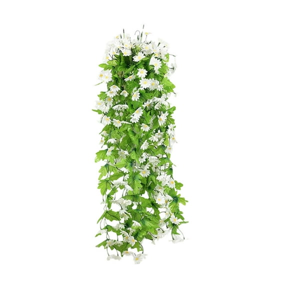 Hiroekza Daisy Artificial Hanging Flowers Garland 80cm Plastic Faux Flower Plants Fake Flowers Vines for Home Garden Outdoor Wedding Decorations White
