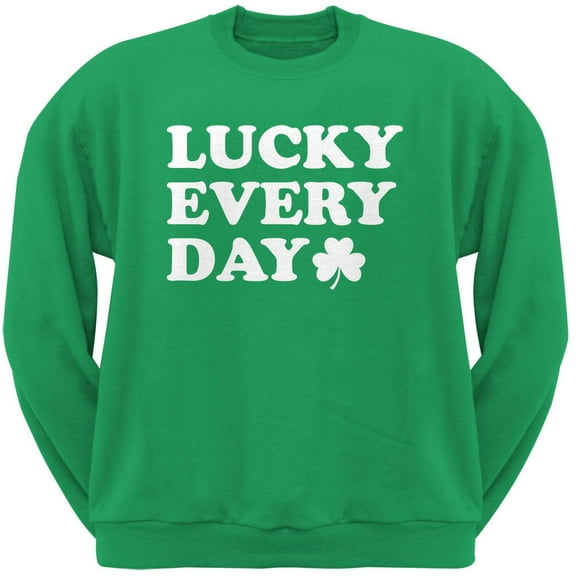 St. Patricks Day - Lucky Everyday Irish Green Adult Crew Neck Sweatshirt - Medium