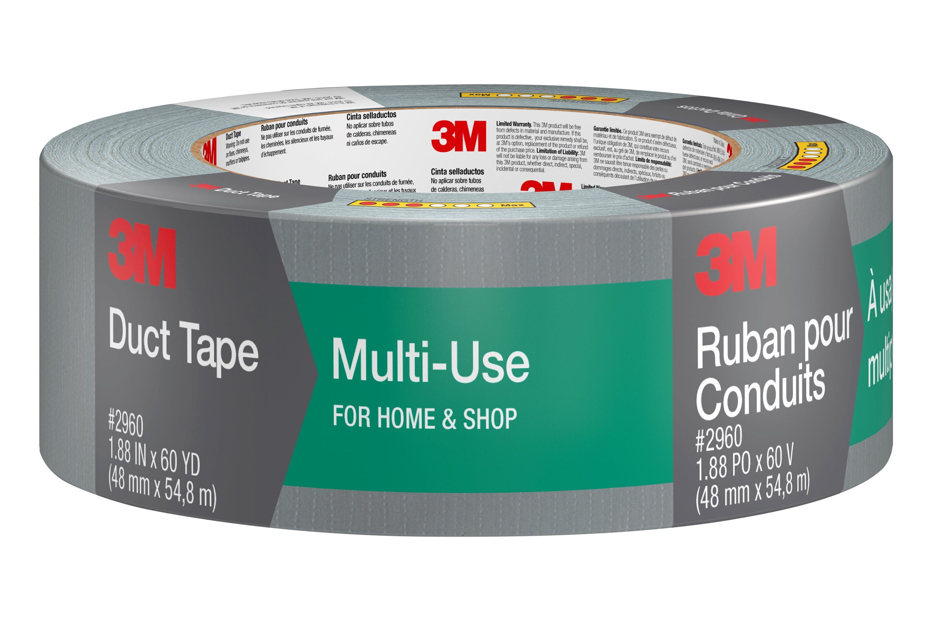 3M MultiUse Duct Tape, 2960A, 1.88 Inches x 60 Yards, 1 Roll