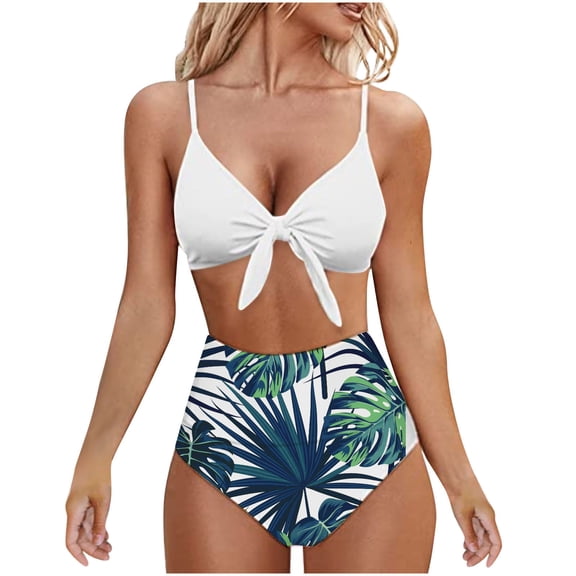 Lilgiuy Split Bikini Swimsuit Women's Color Print Charming Thin Straps Seaside Vacation Ladies Swimwear for Vintage Birthday Party Beach Evening