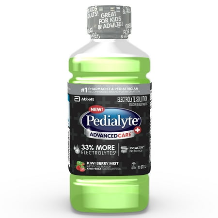 Pedialyte AdvancedCare Plus Electrolyte Solution with PreActiv Prebiotics, Electrolyte Drink, Kiwi Berry Mist, 35 fl oz (Pack of 4)
