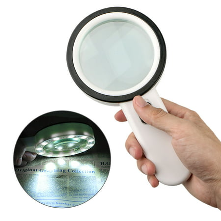 30X Handheld Magnifying Glass with 12 LEDs Light, High Power Handheld Lighted Magnifier with Large Double Glass Lens Led Magnifiers for Seniors Reading, Coins, Stamps,