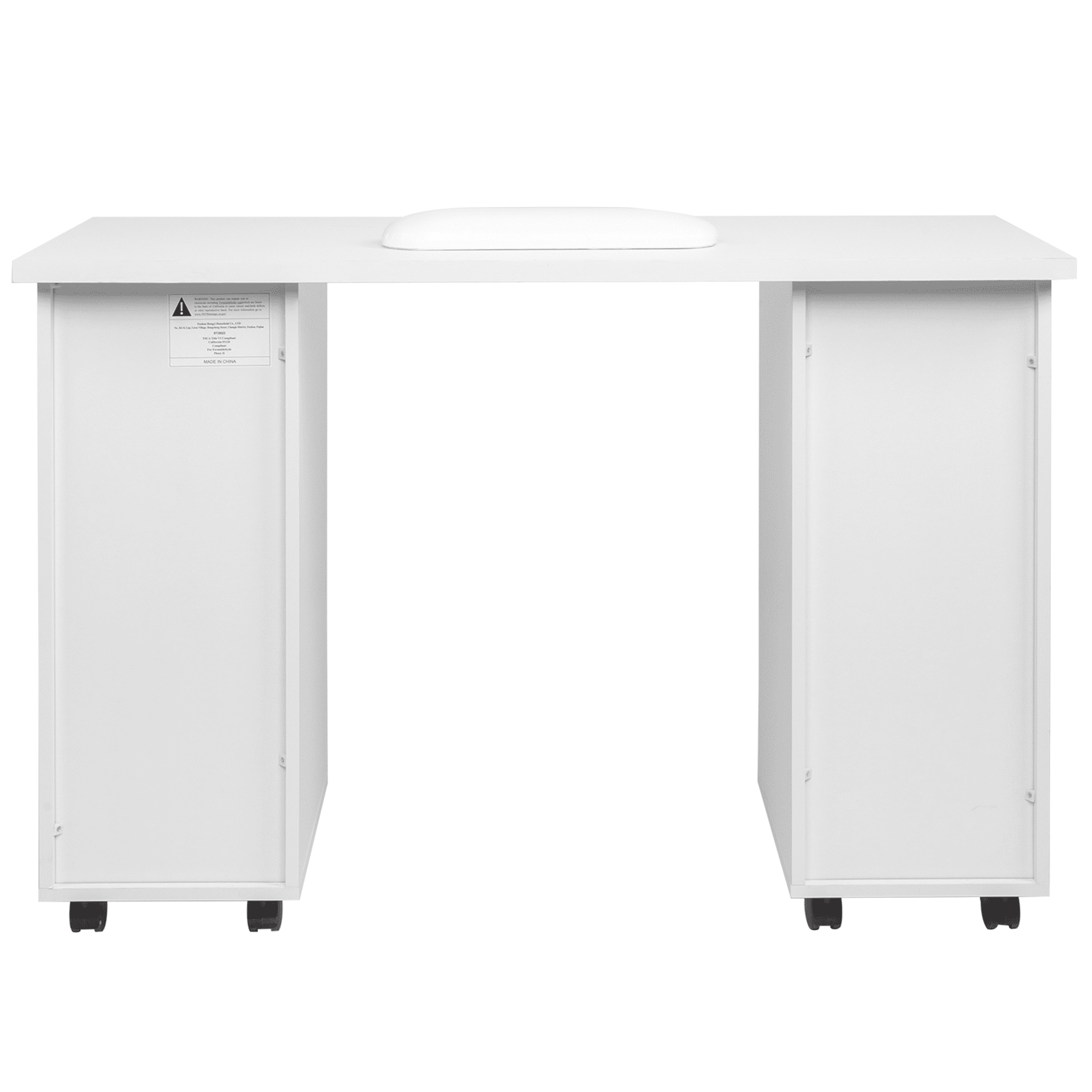 Sesslife White Computer Desk, Writing Desk with Lockable Wheels，Modern Wood Study Desk with 4 Drawers for Home Office Workstation