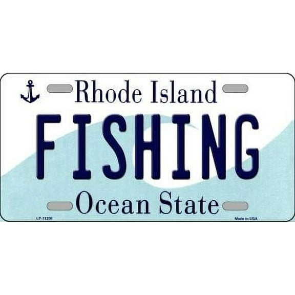 Smart Blonde LP-11206 6 x 12 in. Fishing Rhode Island Novelty Metal Vanity License Plate Tag