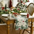 thumbnail image 2 of mubwai Green Leaves Poinsettia Holly Christmas Table Runner, Seasonal Winter Kitchen Dining Table Decor for Home Party 13x72 Inch, 2 of 7