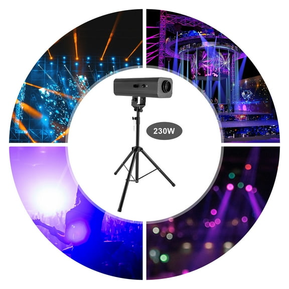 230W Adjustable Stage Spotlight with Tripod - High Brightness, Colorful Lighting, Manual Control - Perfect for Weddings, Events, and Performances