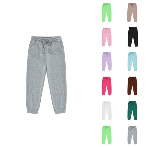 Girls' & Boys' Autumn Winter Long Sweatpants – Elastic Waist Drawstring Joggers with Pockets, Solid Color Kids Toddler Sports Active Outdoor Pants
