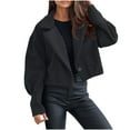 thumbnail image 2 of ClodeEU Women's Wool Blend Short Button Jacket,Lapel Collar Casual Jacket,Cropped Blazer Jacket Black,Womens Plus XL, 2 of 8