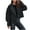 Black, variant on Women's Double Breasted Wool Blend Pea Coat, Dressy Casual Elagant Notched Lapel Cropped Woolen Jackets Outerwear Dark Gray L