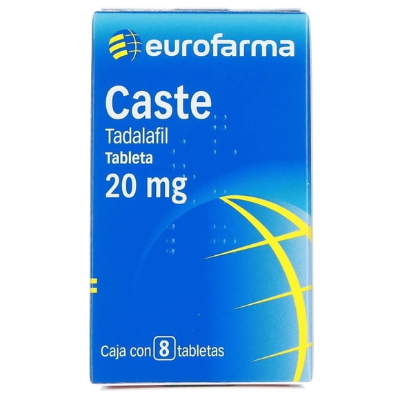 Caste Tadalafil caja con 8 tabletas de 20mg cada una