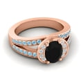 thumbnail image 3 of 2.35 Carat Oval Cut Black Onyx & Aquamarine Gemstone Stunning Anniversary Ring for Women Solid 18K Rose Gold Size 11.5 by Diamond-Capitals, 3 of 8