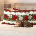 thumbnail image 3 of Christmas Poinsettia Outdoor Pillow Covers 20"x12" Set of 2,Waterproof Throw Pillow Covers for Patio Furniture,Winter Xmas Floral Bell Botanical Decorative Cushion Pillowcases for Garden Couch Sofa, 3 of 9