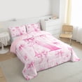 thumbnail image 3 of Castle Fairy Personalized Initial A Twin Comforter Sets,Kawaii Pink Ribbon Bow Bedding Set, 3 of 8
