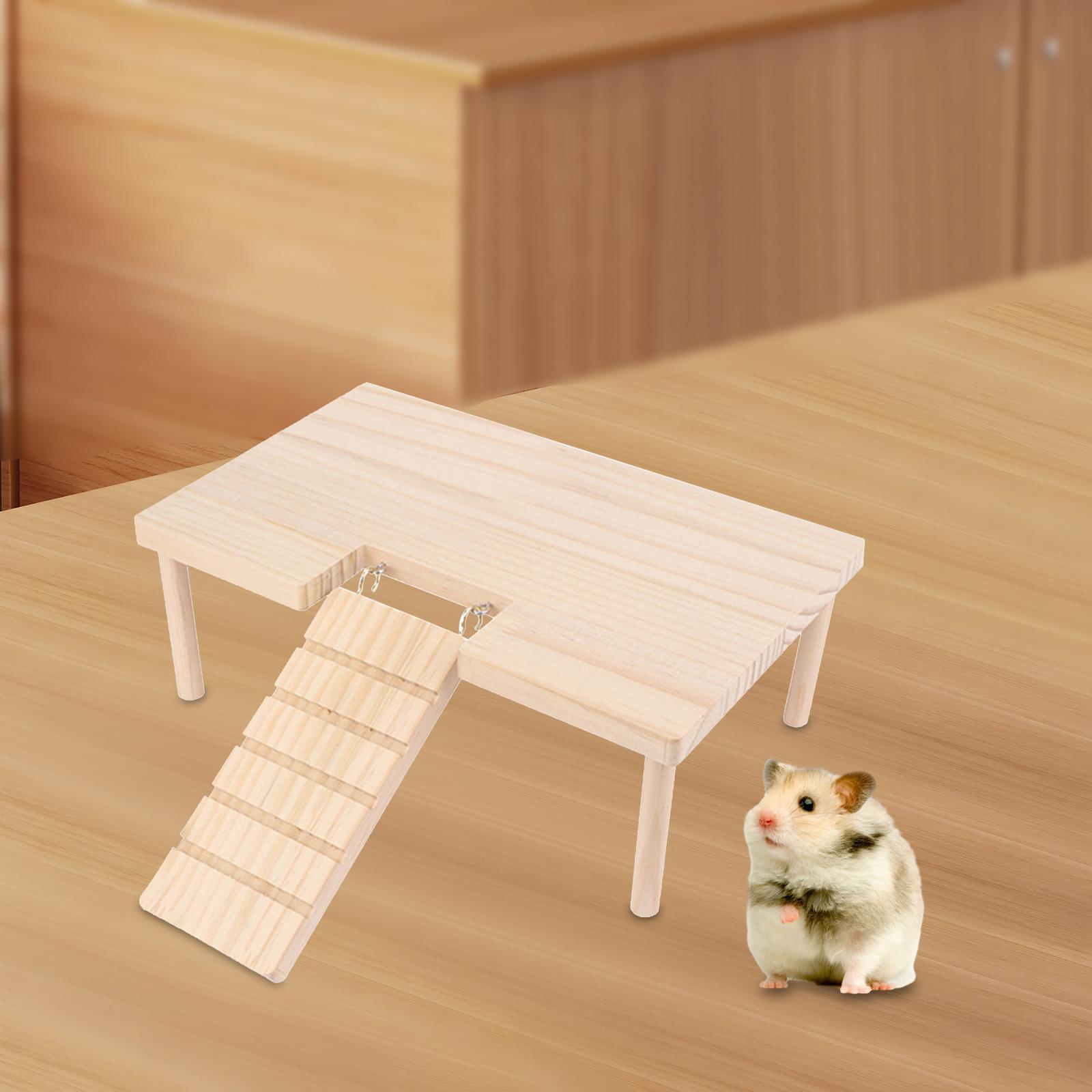 Fzaqwen Hamster Wooden platforms Toy Hamster Playground with Shape Cage Accessories Cage S