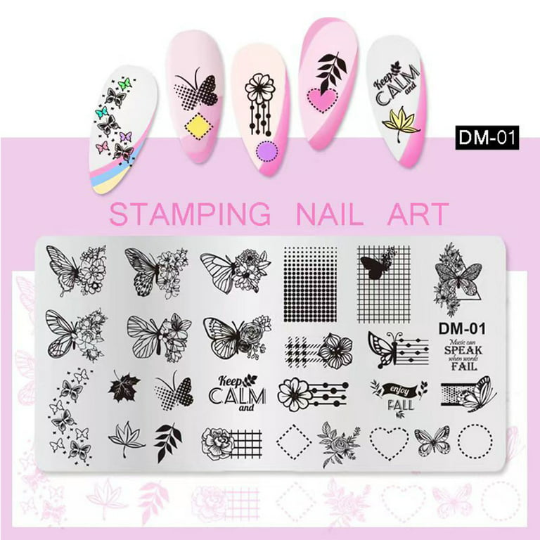 1pc Nail Art Stamping Plate Geometric Flower Pattern Stainless
