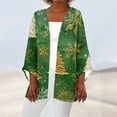 thumbnail image 2 of Women's Casual and Fashionable Christmas Printed Lightweight Mid-Length Jacket Cardigan, for Spring and Fall Wear,Army Green,L, 2 of 7