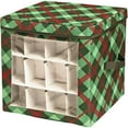 thumbnail image 3 of Honey-Can-Do Polyester 48-Ornament Storage Cube, Green/Red Plaid, 3 of 4