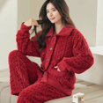 thumbnail image 4 of Cárdigan grueso para otoño e invierno, pantalones de franela, pijamas para mujer de manga larga con forro polar de coral, ropa exterior para el hogar, 4 of 6