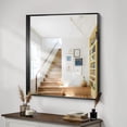 thumbnail image 5 of Arched Wall Mirror 24x20 Inch Black Metal Frame Tempered Glass Large Decorative Crystal Clear Shatterproof Mirror for Entryway Living Room Mantel Bathroom, 5 of 9