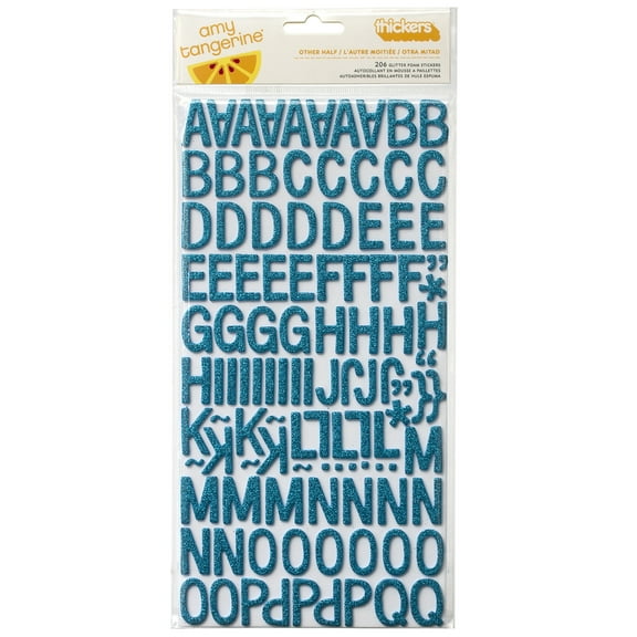 Amy Tan Plus One Thickers Alpha Stickers 5.5"X11" 168/Pkg-Other Half/Aqua Glitter Foam