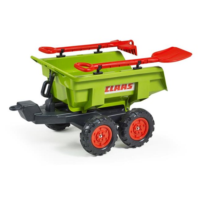 Falk FA940CH Claas Twin Axles Maxi Dumper Trailer with Shovel & Rake, Green