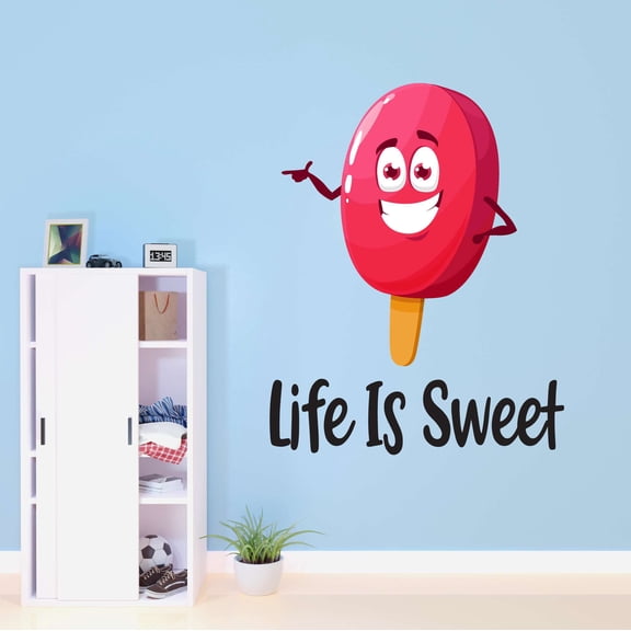 Children Life is Sweet Cute Cartoon Wall Decal Decoration Vinyl Kitchen Quote Wall Decor Design Lasts Years and Easily Removable - Size: 16 In(W) x 20 In(H)